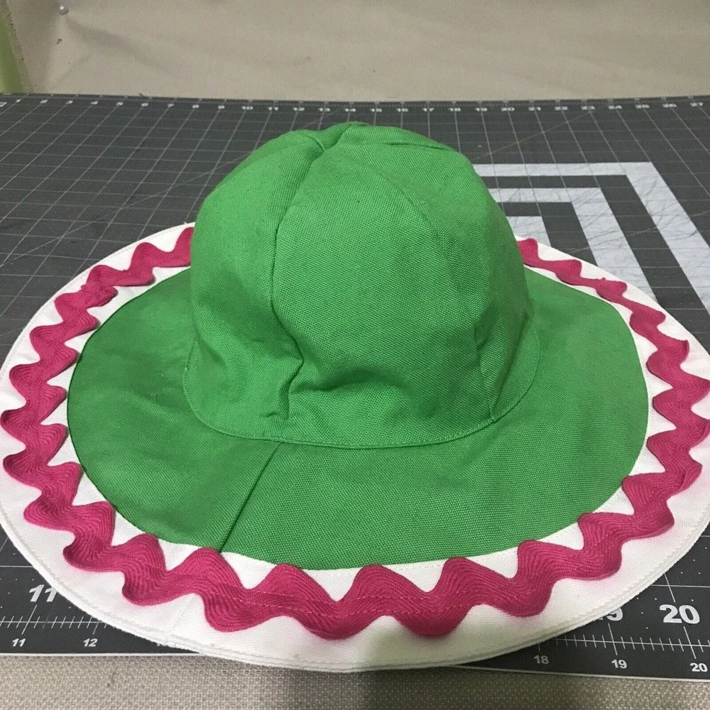 Gymboree Sun Hat Island Lily Green Pink Rick Rack Trim 8 & Up